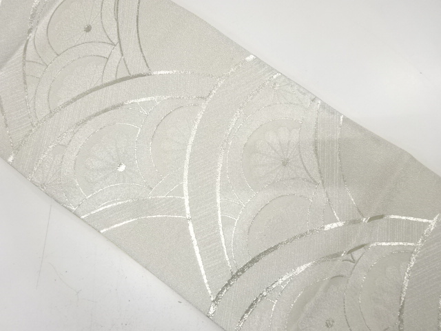 アンティーク着物 ] - 袋帯 アンティーク 青海波に菊模様織り出し袋帯